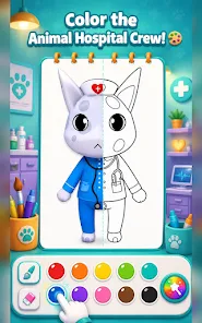 Coloring an animal hospital patient